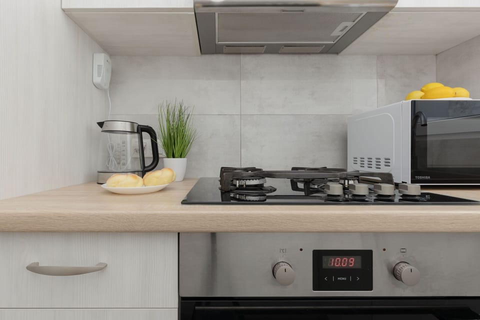 Business Apartment, 1 Bedroom, Non Smoking, City View | Private kitchen | Full-size fridge, microwave, oven, stovetop