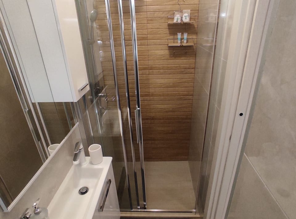 House (Room Porat 2 with Private Terrace - D) | Bathroom | Shower, towels