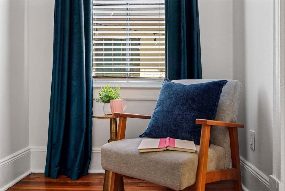 A cozy little nook in the primary bedroom.