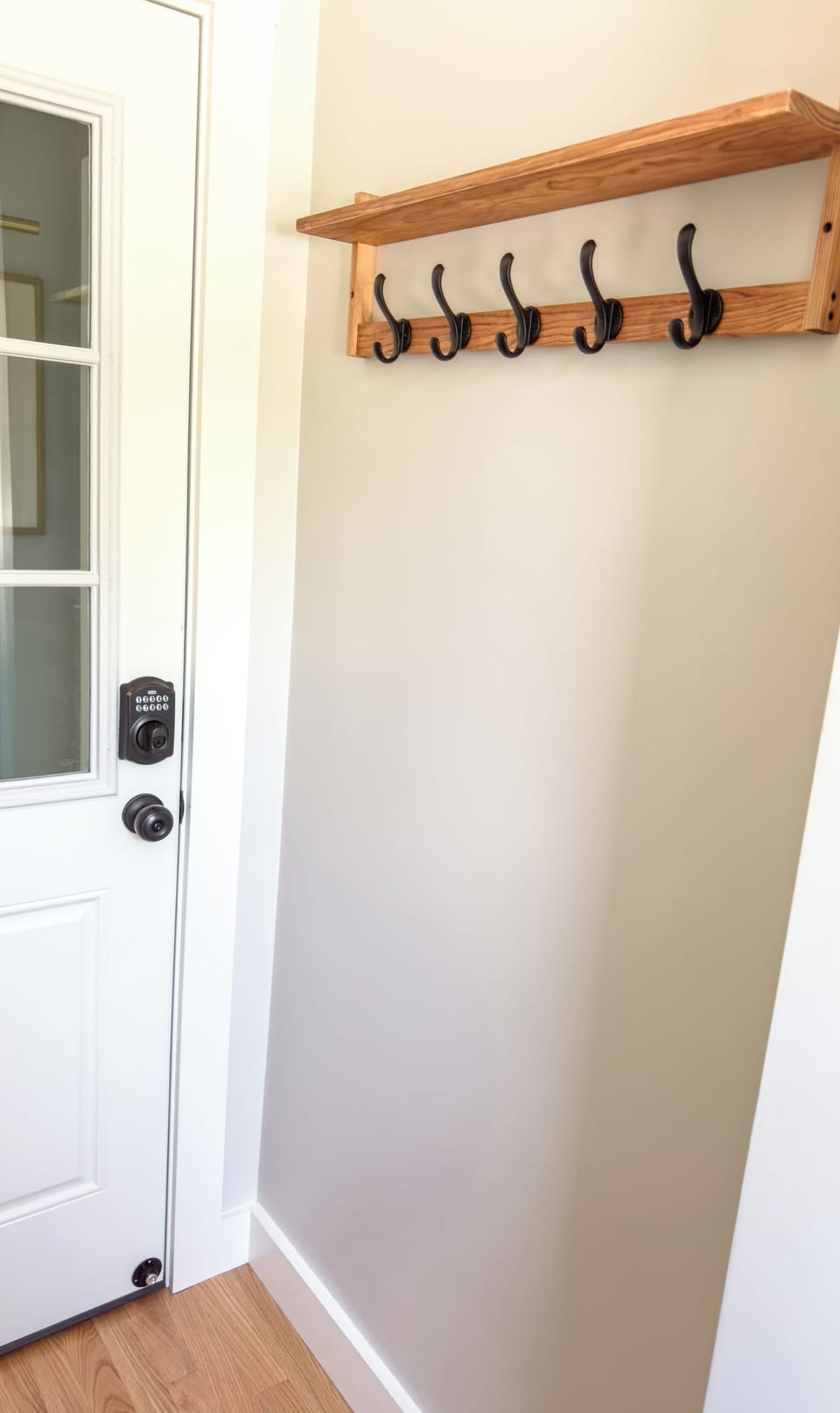 Coat rack in the hallway.