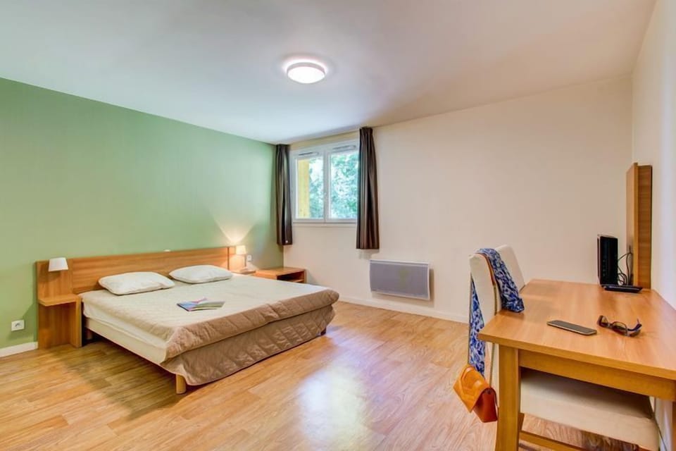 Relax on the comfy bed after a day outside.