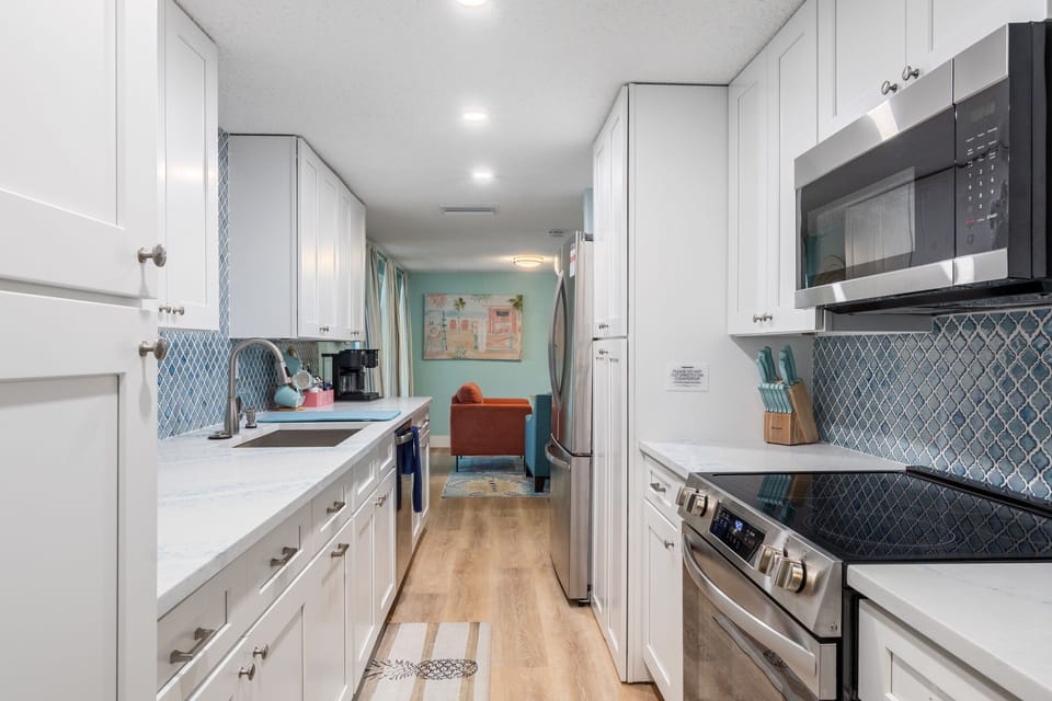 Beautiful renovated kitchen fully stocked with all items needed to make any meal