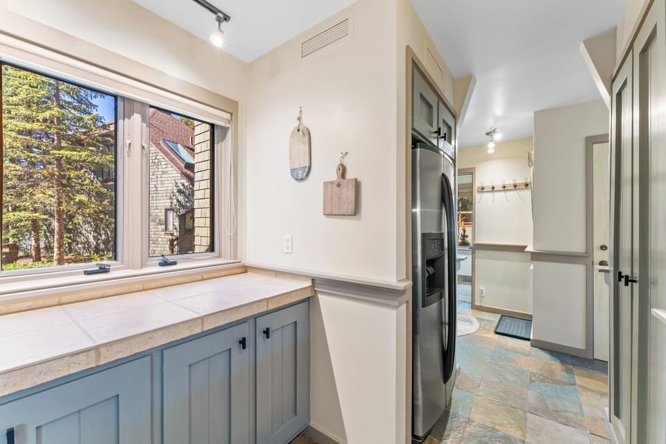 Kitchen with stainless steel appliances