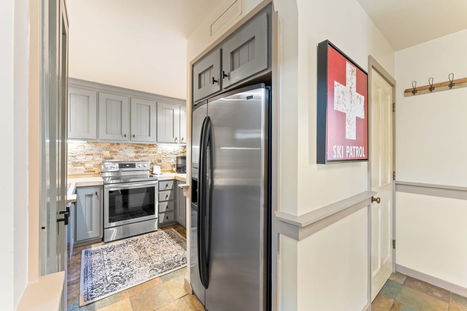 Kitchen with stainless steel appliances