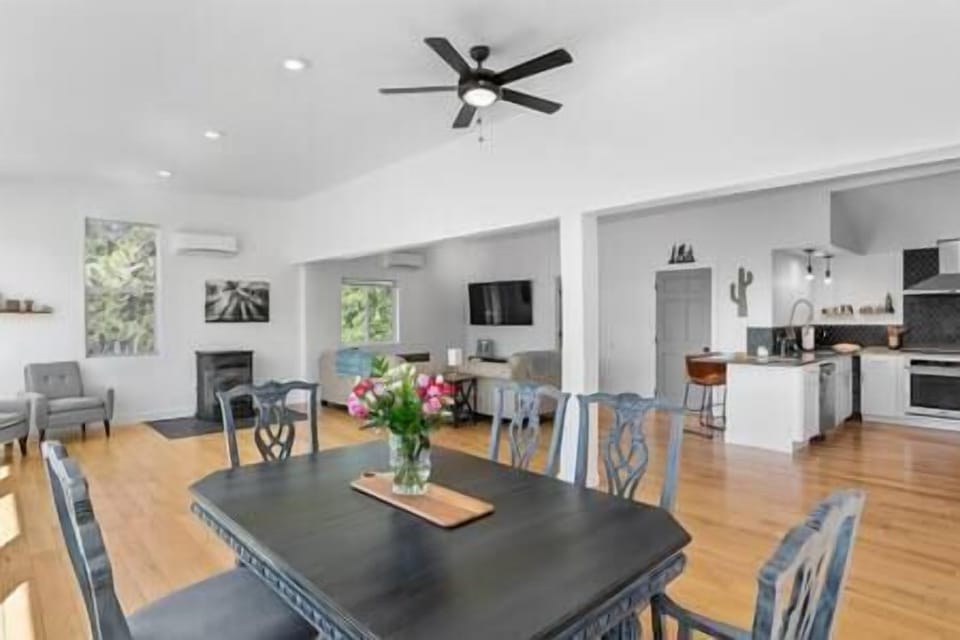 Large dining table with seating for groups