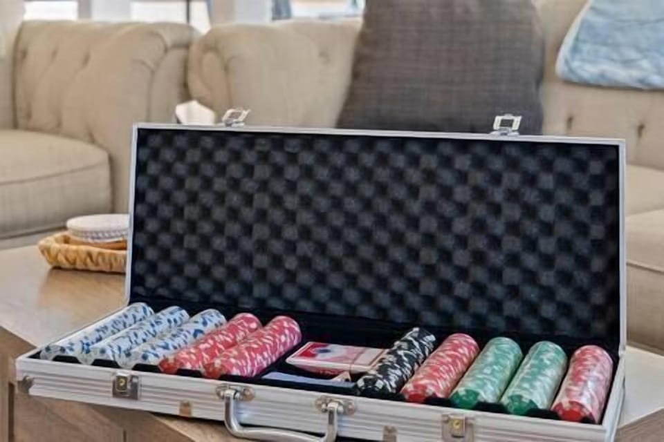 Poker set and board games