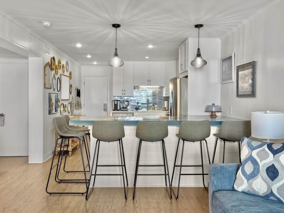Countertop Dining Deja Blue | 111C Oceanside Villas | Isle of Palms SC | IOP Escapes