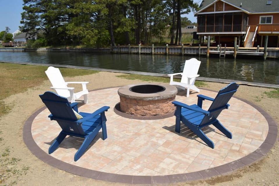New canalside firepit with seating!