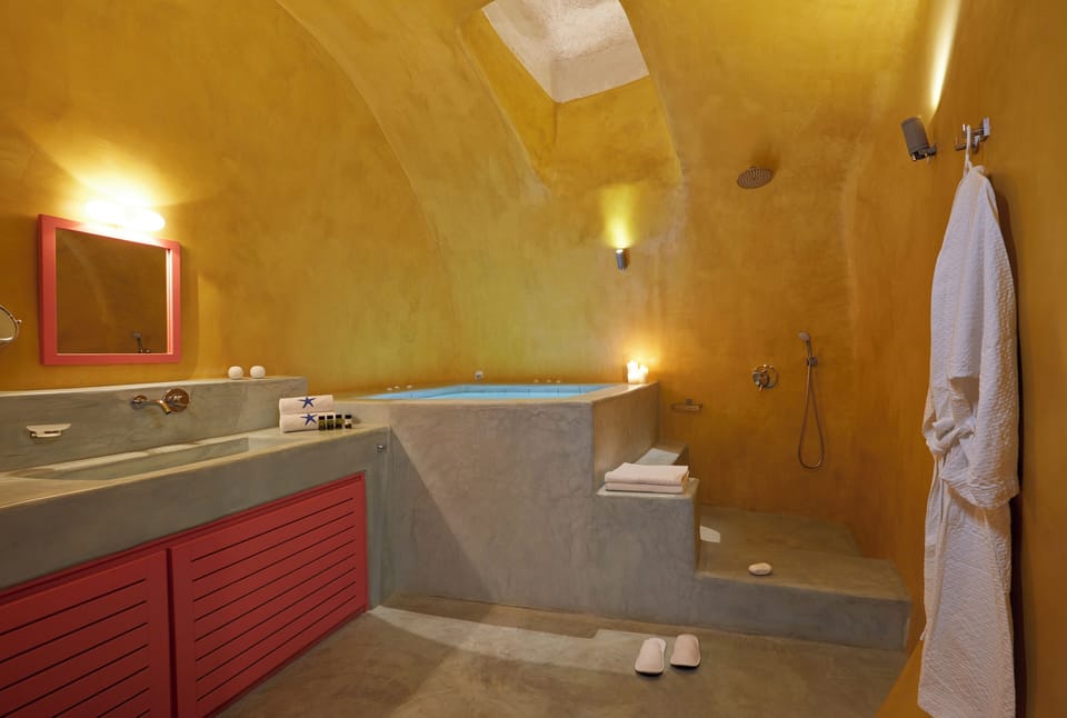 Presidential Suite, Hot Tub, Sea View | Bathroom | Bathtub, jetted tub, hair dryer, bathrobes