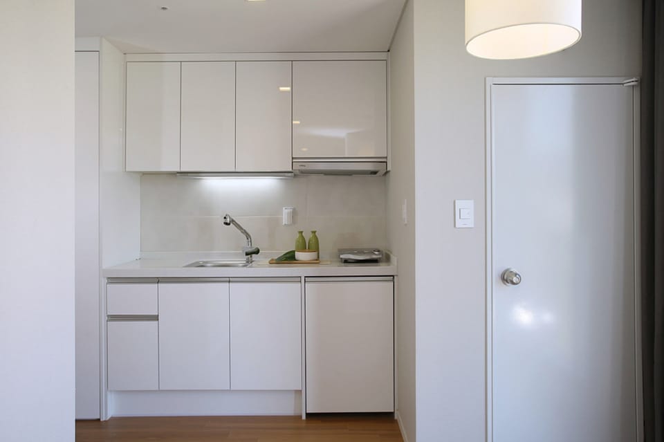 Premier Twin Room | Private kitchen | Fridge, electric kettle