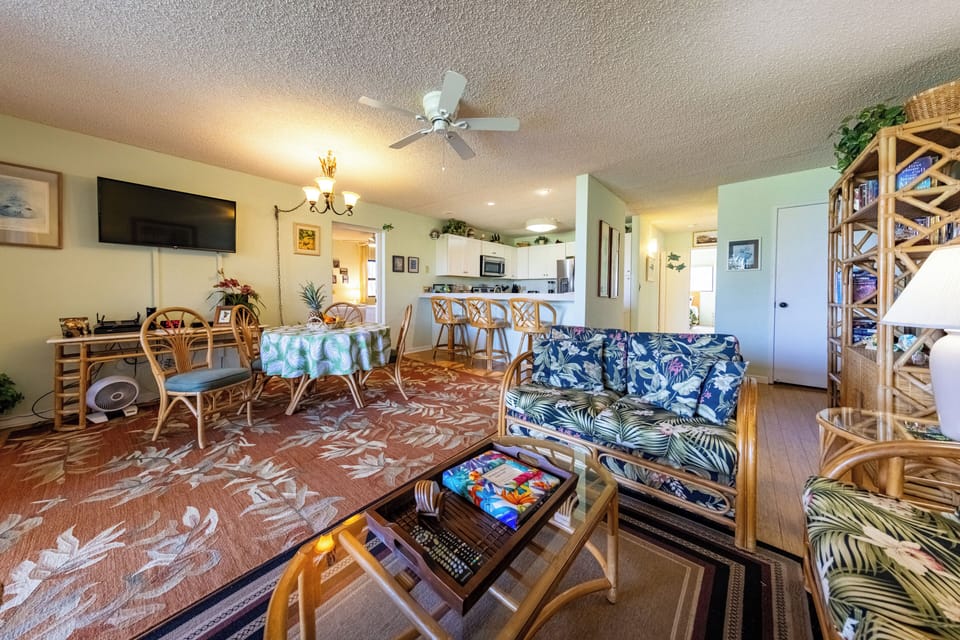 Open living area with access to kitchen