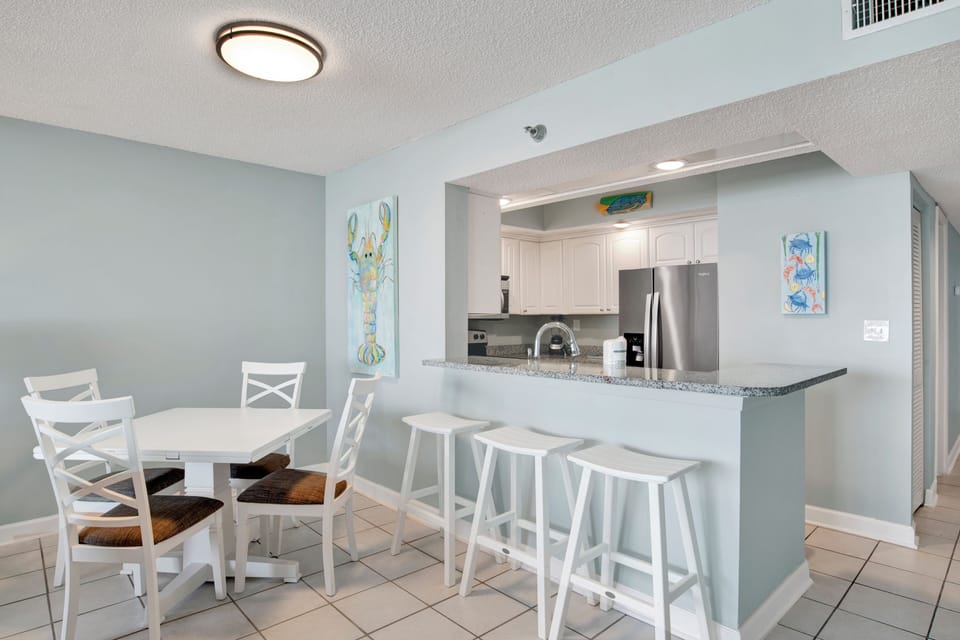 Dining table plus snack counter seating