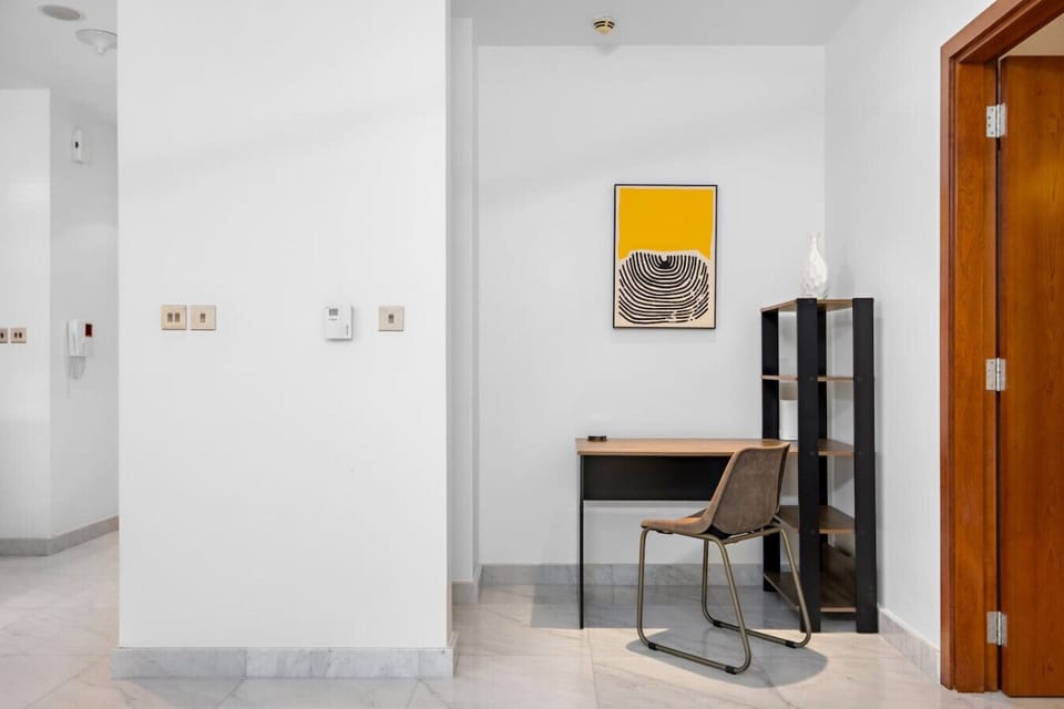 Workspace Retreat: Bright, modern desk area perfect for productivity or planning your Dubai adventures!