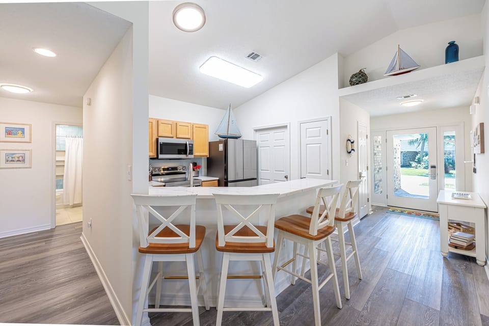 Kitchen With Bar Area