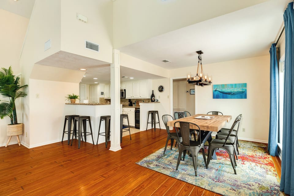 Dining and kitchen area is adjacent to the living room
