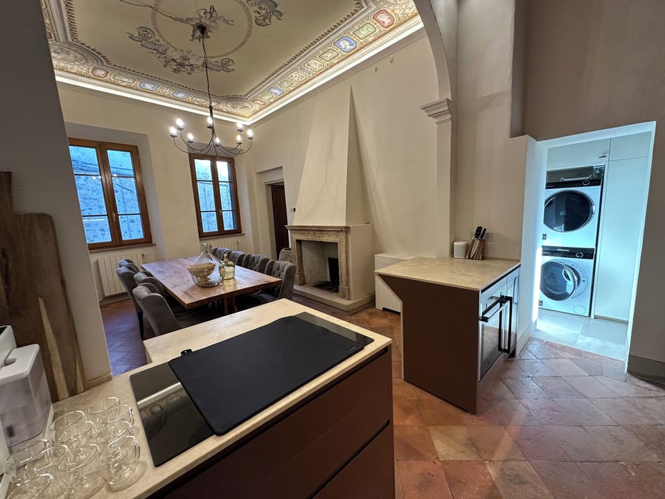 This is the view of the dining room from the kitchen