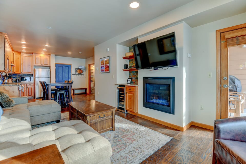 50" HD TV and Fireplace