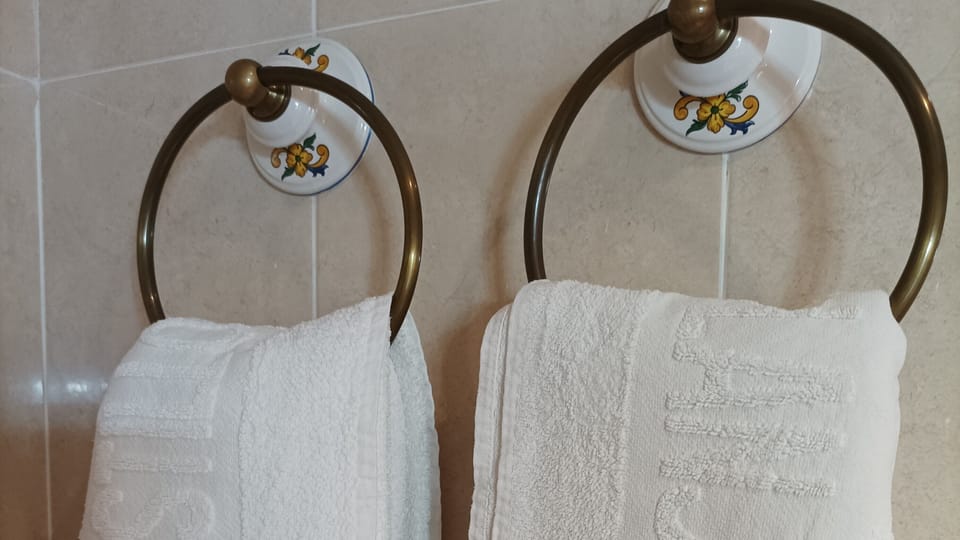 Bathtub, bidet, towels, soap