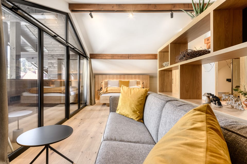 Münsterhaus in Schruns, holiday home, main bedroom living and dining area, balcony