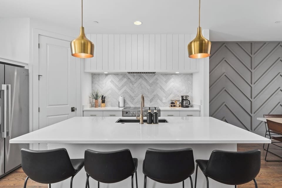 Seating for four at the spacious kitchen island.