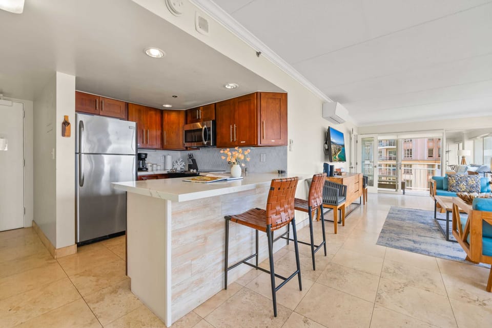 Modern kitchen island with comfortable seating