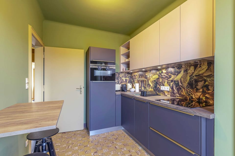 Fully equipped modern kitchen with state-of-the-art appliances, including an oven, stove, and dishwasher, designed for convenient and enjoyable cooking.