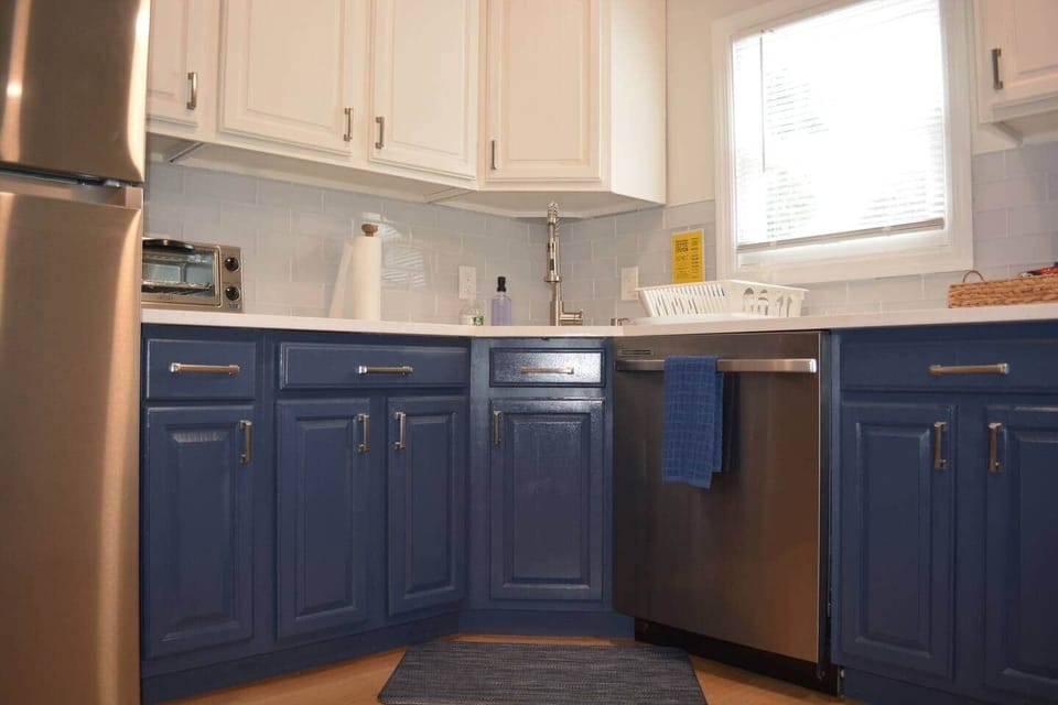 Newly renovated fully stocked kitchen.