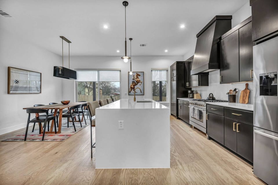 Gourmet kitchen with stainless steel appliances