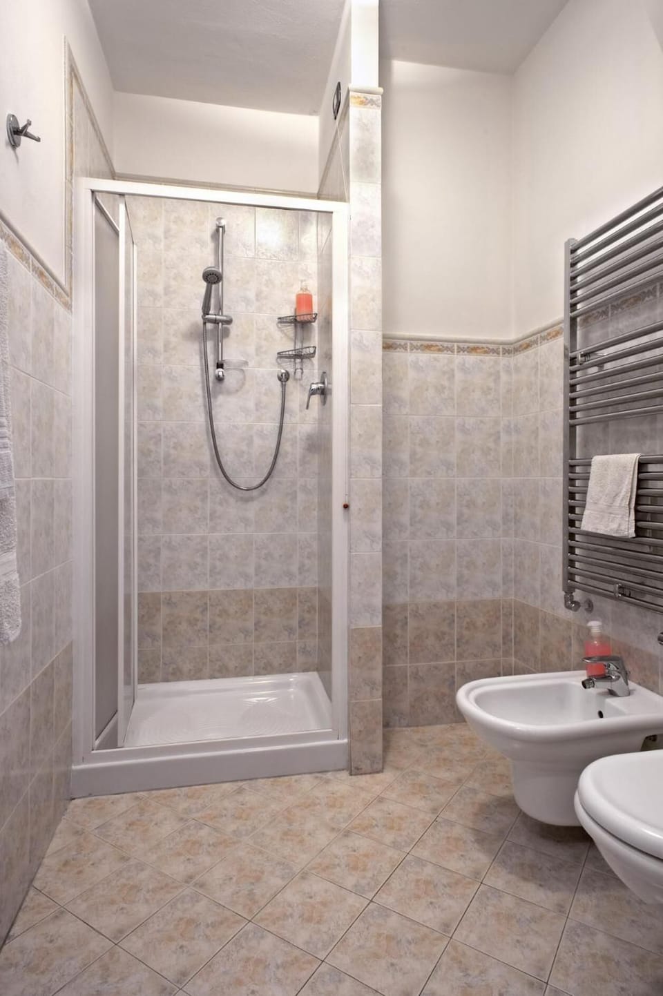 Shower, free toiletries, hair dryer, bidet
