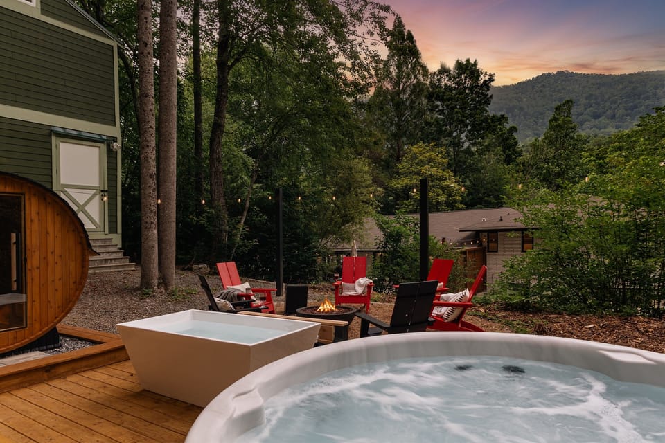 Enjoy our wellness oasis, complete with sauna, cold plunge, hot tub, and gas fire pit.