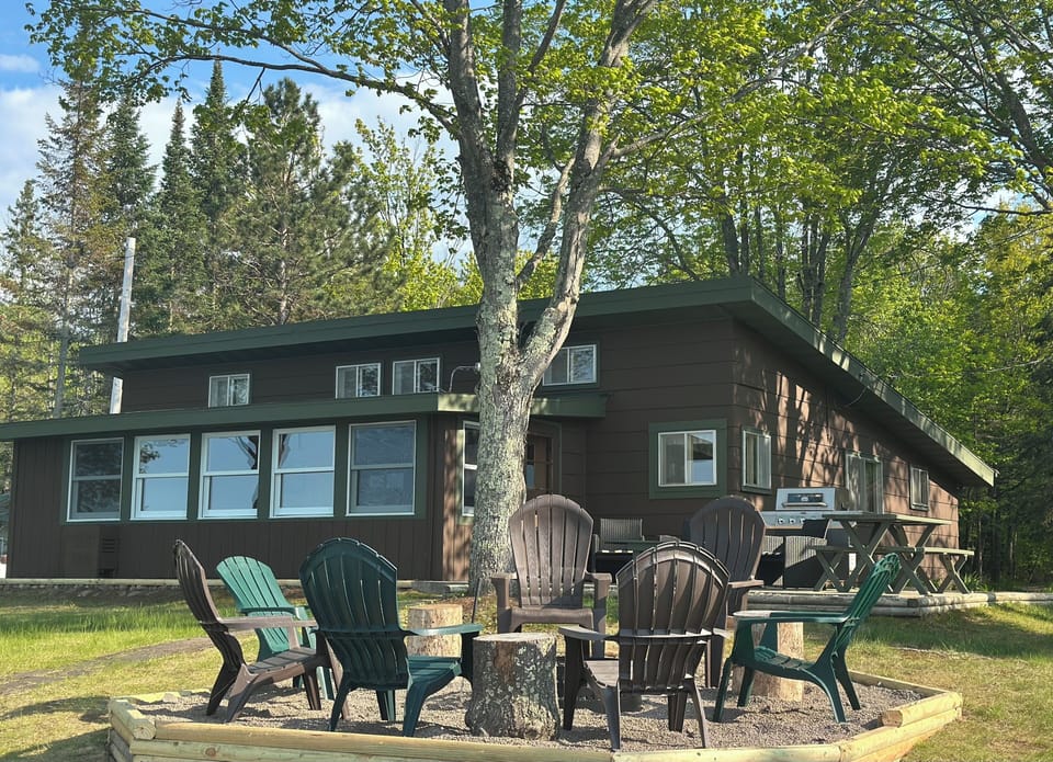 Lake home with fire pit