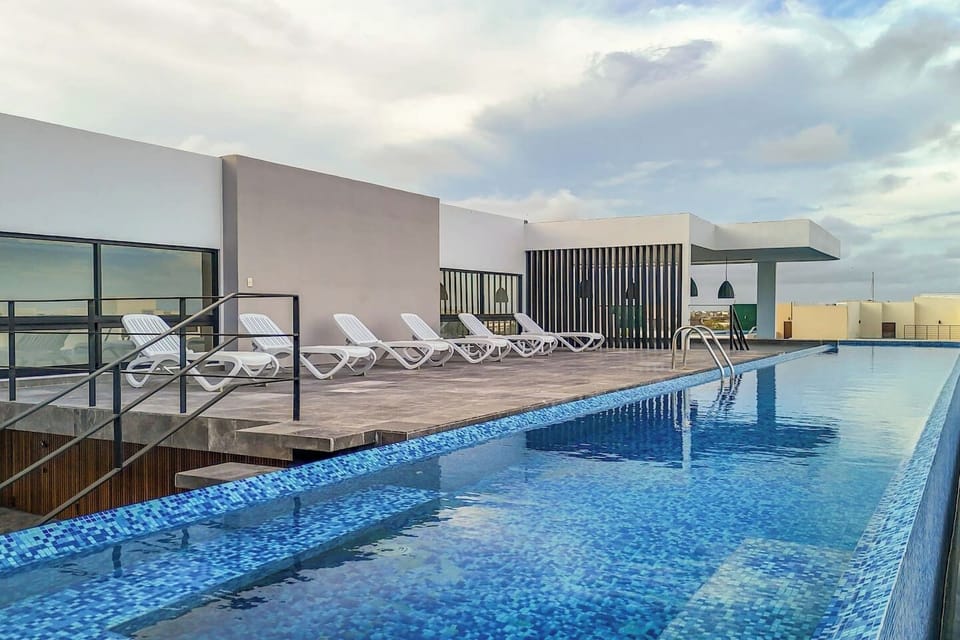 Breathtaking sunsets from our rooftop pool