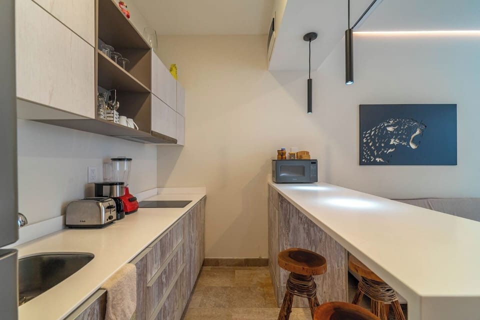 Bright and airy small kitchen with modern amenities