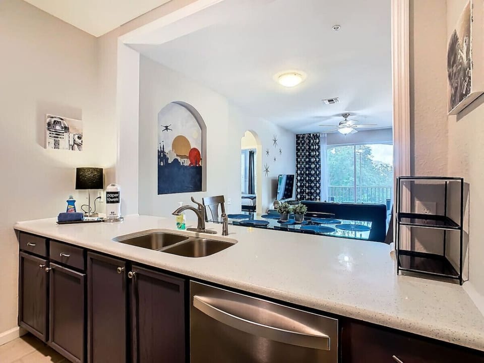 From the kitchen, enjoy a clear view into the living room, blending comfort and convenience in one open, inviting space.