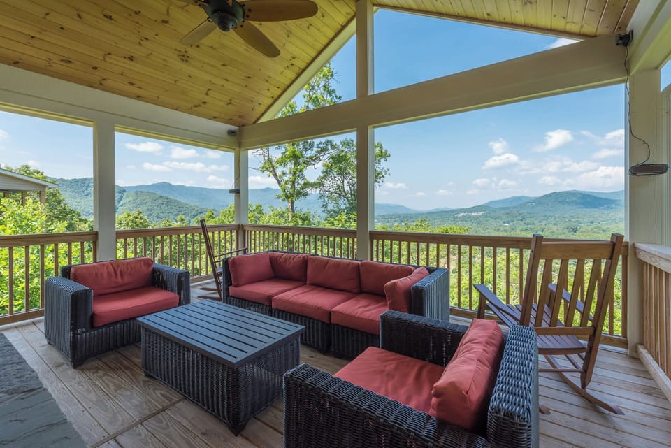 Relax on the spacious back deck offering breathtaking views of the Blue Ridge Mountains, perfect for morning coffee or evening sunsets.