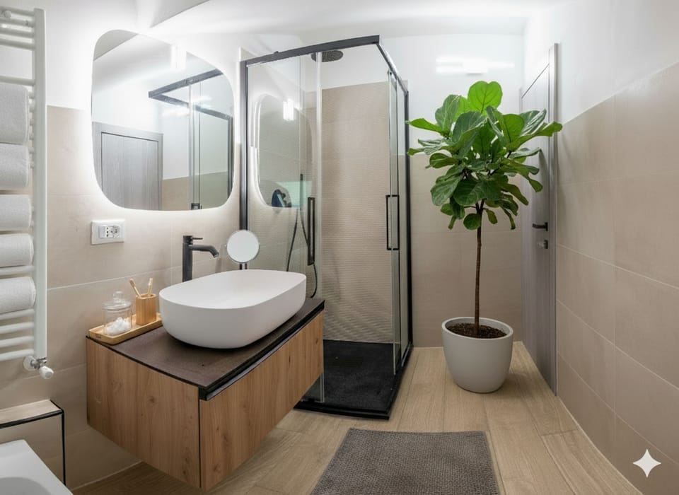 City Condo | Bathroom | Shower, hair dryer, bidet, towels