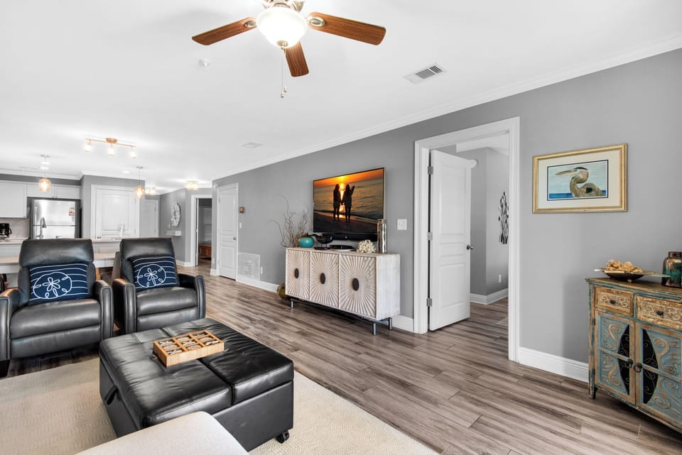 Living room with flat screen