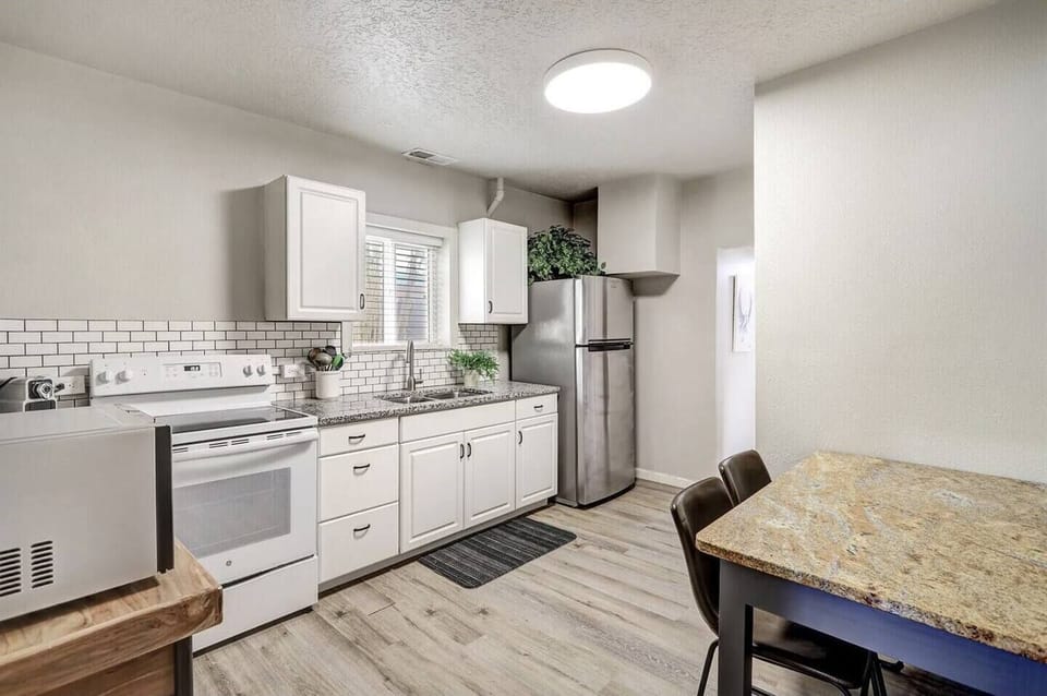 Kitchen includes a Keurig and has enough to make a simple meal