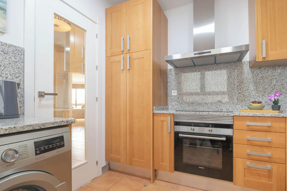 Family Apartment, Multiple Bedrooms, 2 Bathrooms, Mountainside (Sunset Golf Elegance) | Private kitchen | Fridge, microwave, oven, stovetop