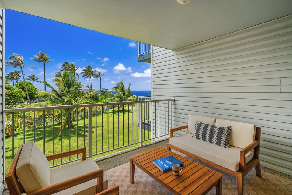 Perfect for morning coffee, sunset cocktails, or simply relaxing with a good book, this serene space offers a front-row seat to the beauty of the coastline.