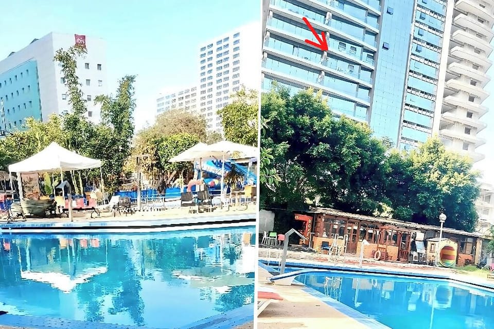 Paid swimming pool  in front of the residence