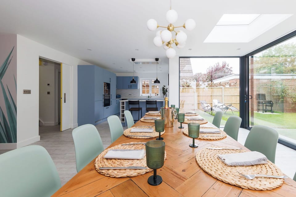 Elegant dining space with indoor-outdoor living