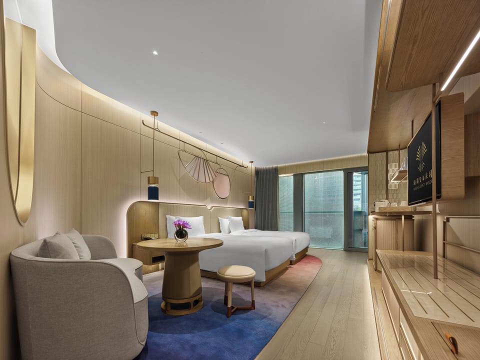 Standard Room, 2 Double Beds, Garden View | Minibar, in-room safe, desk, laptop workspace