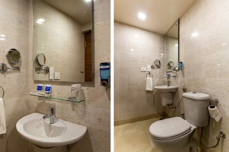 Shower, free toiletries, hair dryer, slippers