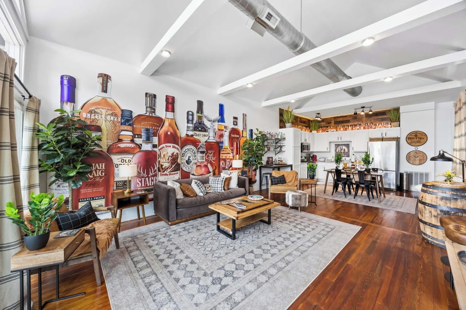 Living Room: The Burnt Barrel—feel the spirit of Kentucky in every detail!