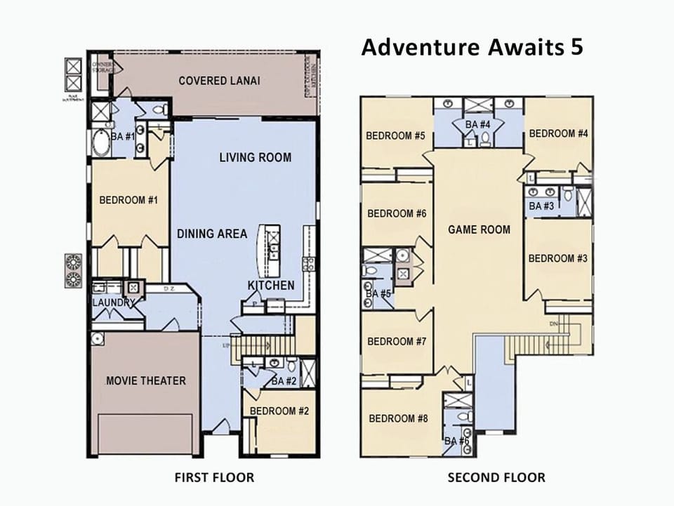 Floor Plan (Following bedrooms & bathrooms are labeled per this plan)