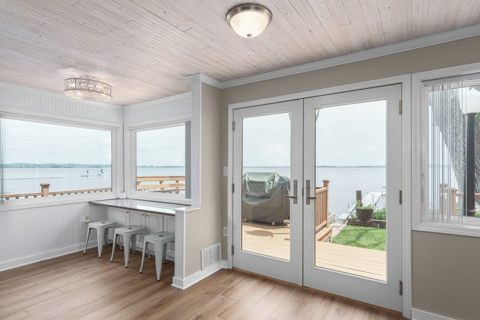 Views of the water from the kitchen and living room