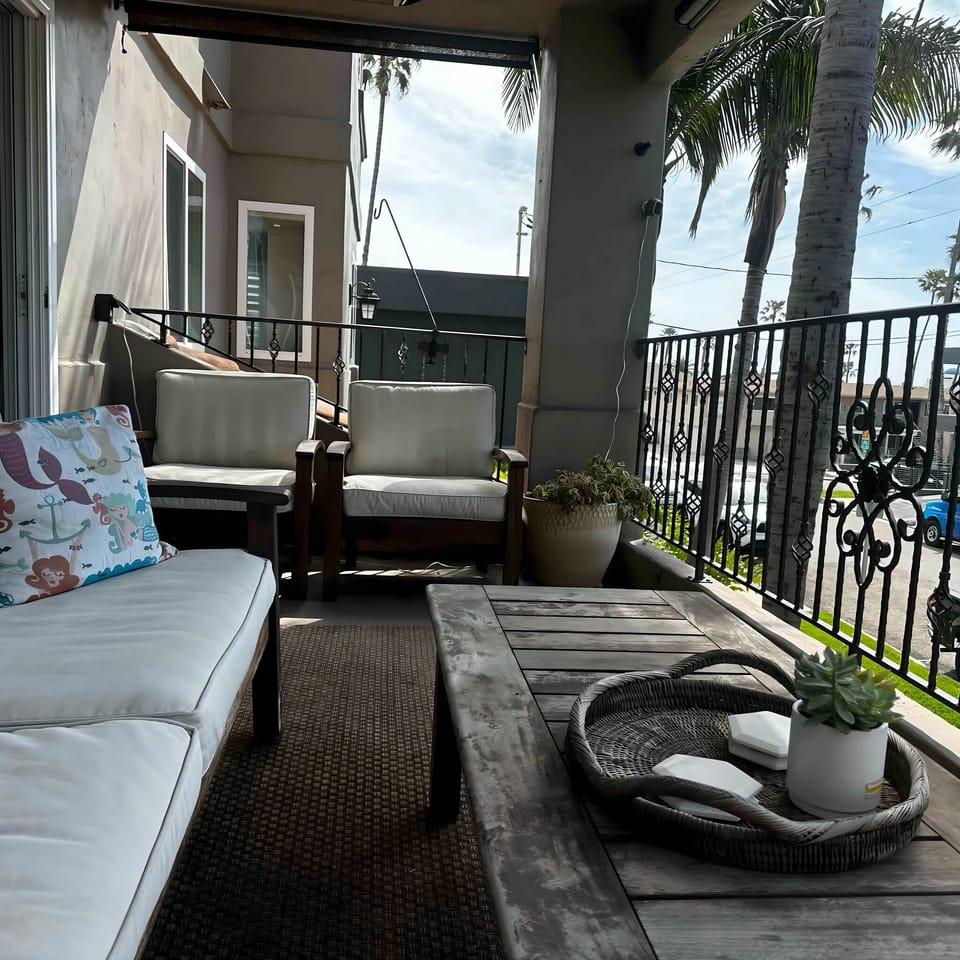 Private balcony provides a comfortable place to lounge.