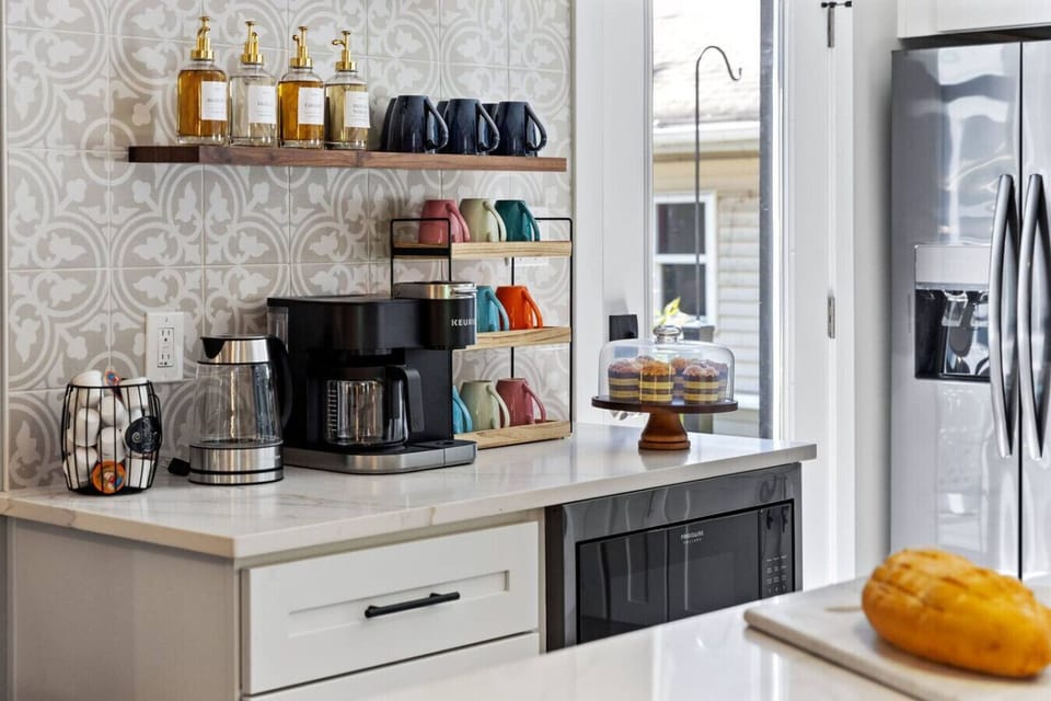 Mornings Made Easy – Wake up to this thoughtfully stocked coffee and tea station that makes your morning routine feel indulgent.