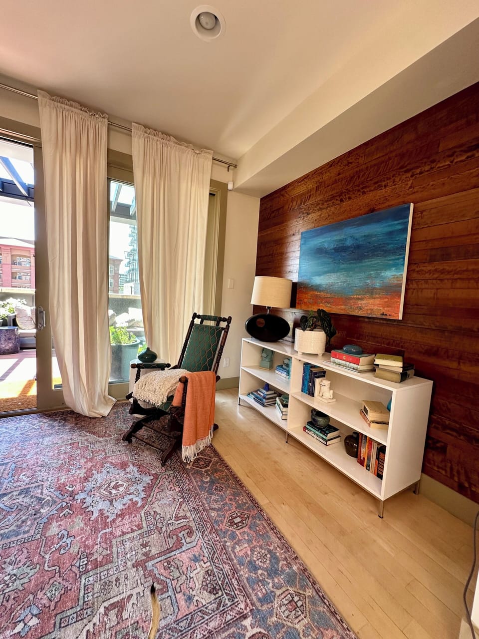 5th floor den has daybed for an extra sleeper, work space & large view deck.